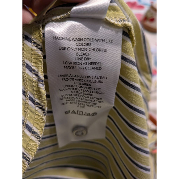 Women's Maeve by Anthropologie Striped Shirt Dress L Blue Yellow - Picture 8 of 10